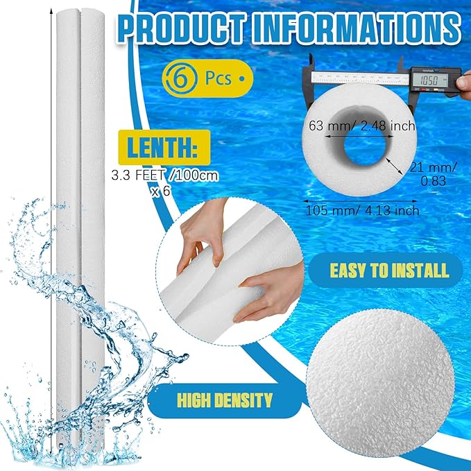 Hanaive 4 Pcs 40 Inch x 4. 1 Inch Jumbo Pool Noodles Bulk Large Swimming Swim Noodles for Floating Craft Projects Pre Slit Clamp Foam Protection Foam Tube Padding Bumper(White)