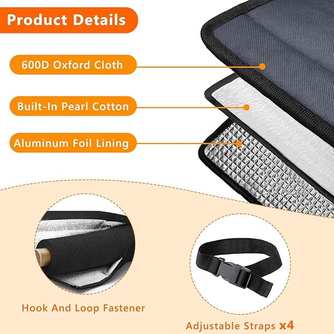 3 Layers HVAC Copper Pipe Insulation Cover,72"x10.2" Weatherproof 600D Oxford AC Pipe for Outside,Grey Flexible Copper Line Insulation Sleeve for Central Air Conditioning Mini Splits