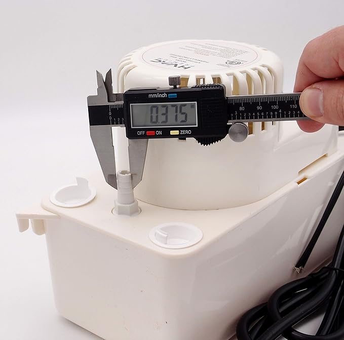 HVAC Premium Condensate Removal Pump – Tank Pump 2.2L RTP15WS115V with 3/8" x 15' Pipe All in White – Automatic Safety Switch Sensor - 115V/60HZ