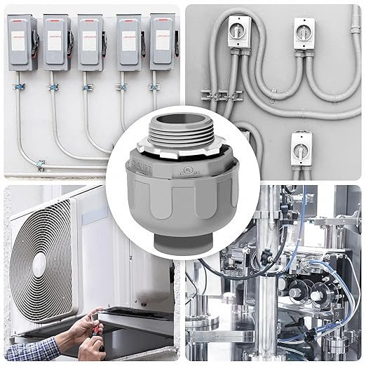 3/4 Liquid Tight Connector - 10 Pack Liquid Tight Conduit 180 Degree PVC Electrical Conduit Fitting Non Metallic Straight Flexible Conduit Connectors for Indoor Outdoor Home, Kitchen, and Bathroom