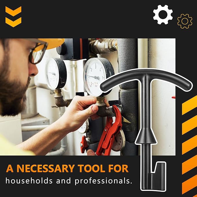 Feekoon 1 Pack 5.5'' Water Meter Box Key, Compatible with M07001 Water Meter Cover Key, Water Meter Cover/lid Opening Tool, Quality Metal T Wrench Hook to Access the Main Valve for Turning Water off