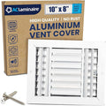 10x8 Inch (Duct Opening) Aluminum 3-Way Air Flow Vent – HVAC Vent Cover for Wall or Ceiling – Quiet HVAC Wall Register with Multi-Shutter Damper – Adjustable Curved Blade - Plastic Seal for Tight Fit