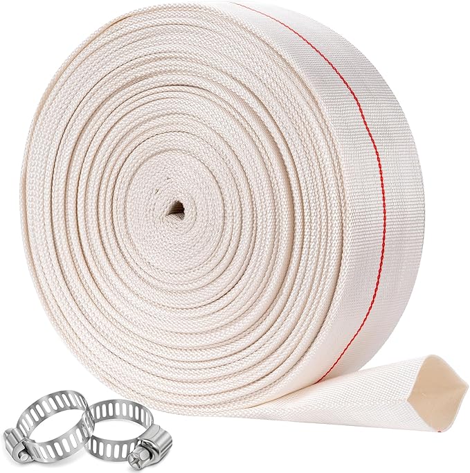 Pool Backwash Hose 2” × 65 ft Heavy Duty PVC Water Discharge Hose General Purpose Flexible Reinforced Lay Flat Pump Drain Pipe for Water Transfer Applications (2in-65ft, No Leak)