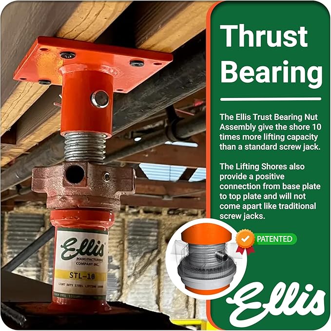 ELLIS Heavy-Duty Adjustable Steel Shore – Basement Jack for Floor Leveling, Foundation, Beams, and Concrete Bracing – 56,000 lb Safe Load Capacity – 10"-14" Adjustment