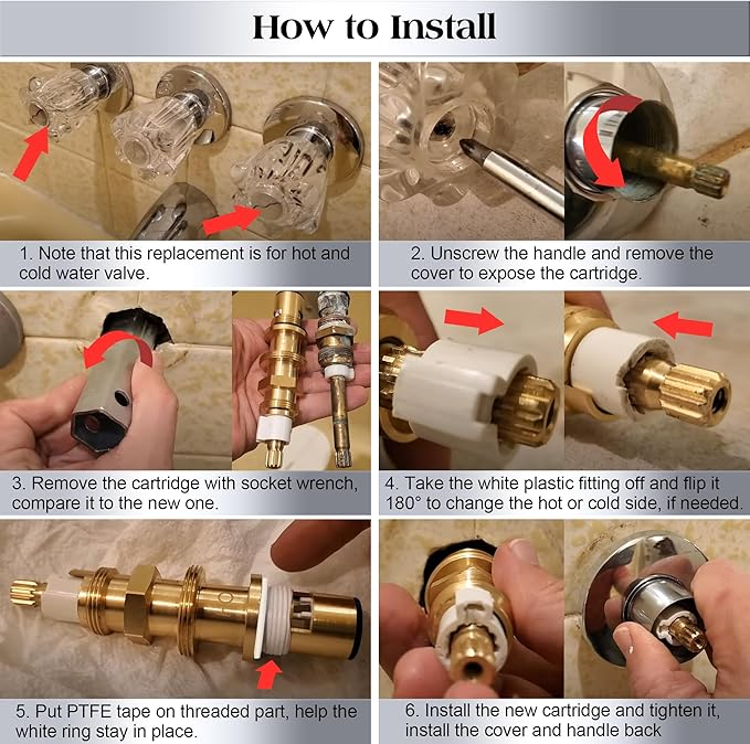 Dreyoo Ceramic Disc Cartridge Replacement for 910-030, Shower and Faucet Stem Compatible with Price/Pfister, Shower Valve Faucet Cartridge Brass Construction (2 Pack)