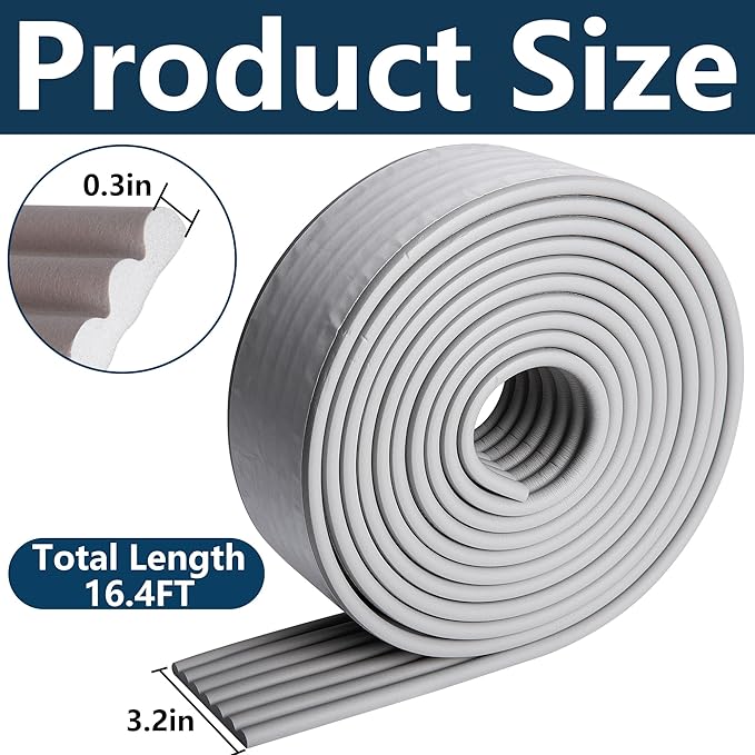 16.4 Ft x 3.2 inch Water Pipe Insulation Tape-Weather Resistant Foam Pipe Insulation Wrap for Winter Cold Hot Water Pipe-Self Adhesive Tube Insulation Wrap for Winter Freeze Protection (Grey)