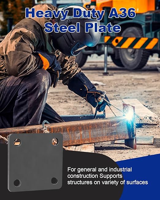 Rocaris 1 Pcs 8 X 8 X 5/16 Inch A36 Steel Plate Hot Rolled, Steel Base with 4 Holes Metal Square for Construction Boards, Structure Support, Weldable Square and Industrial