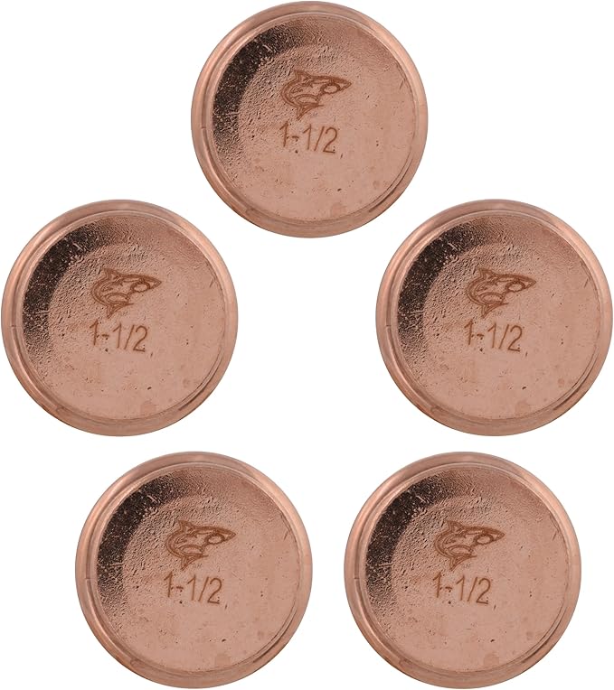 SharkBite 1-1/2 Inch End Cap, Copper Press Plumbing Fitting, Pack of 5, UPR0441X5
