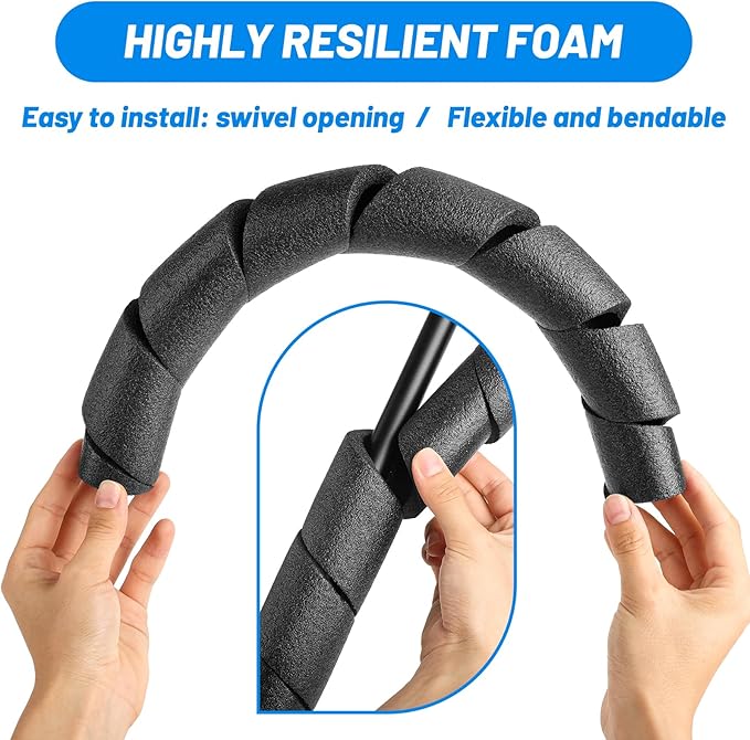 0.79" ID Pipe Insulation Foam Tube 6 Pack,15.7" Black Foam Pipe Covers Multi-Purpose Soft Foams Tubing for Outdoor Indoor Swimming Pool Handle Water Pipe