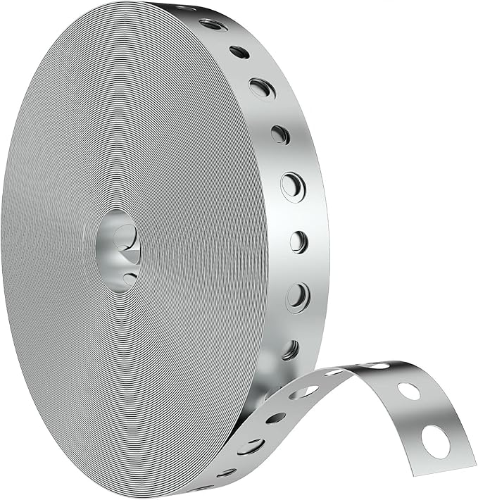 Galvanized Metal Pipe Strap 3/4-Inch x 100-Feet 24-Gauge for Pipe Support Metal Strapping with Holes Metal Pipe Hanger Strap