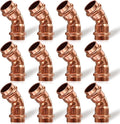 12PK Copper Press Fittings 3/4 inch 45-Degree Elbow Copper Coupling Zero Lead PxP 3/4”x3/4”,45 Degree Elbow Fittings for Copper Tube Connection&Plumbing,OD 7/8",Use with Hydraulic Press Fitting Tool