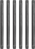 PIPE DÉCOR 1/2” x 12” Malleable Cast Iron Pipe Nipple, Pre Cut Connectors, Industrial Steel Grey Fits Standard Half Inch Black Threaded Pipes Nipples and Fittings, Build Vintage DIY Furniture, 6 Pack