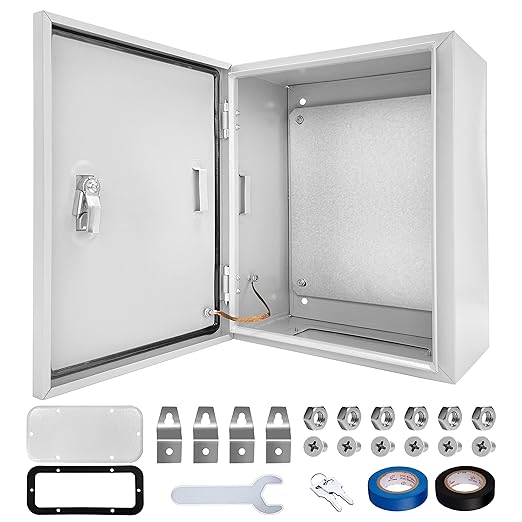 Outdoor Electrical Box 12 x 10 x 6''D NEMA 4X Enclosure Steel Box, Waterproof & Dustproof Outdoor/Indoor Lockable Electrical Junction Box, with Mounting Plate