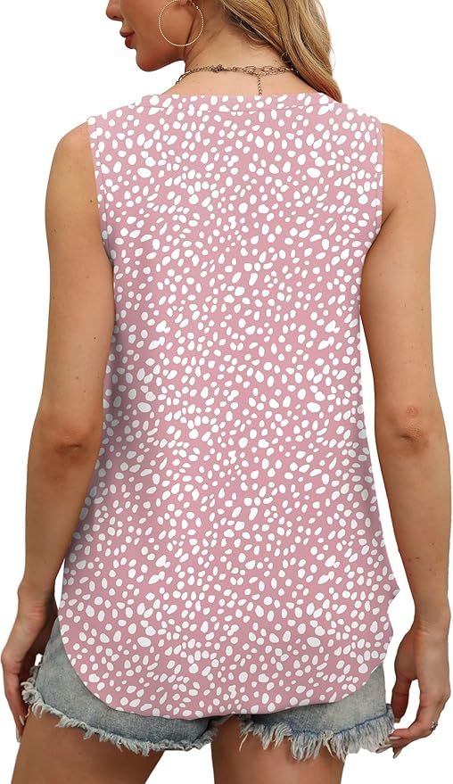 OFEEFAN Womens Tank Tops V Neck Sleeveless Flowy Loose Fit Basic Casual Summer Tops