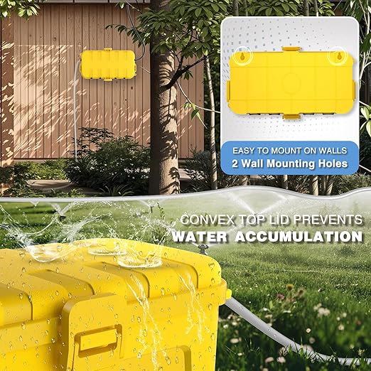 Flemoon [2 Pack] Outdoor Electrical Box Waterproof, Medium Weatherproof Electrical Box (11.5x5.2x4 inch) w/6 Cable Entry Ports, Extension Cord Cover for Power Strip, Timer, Holiday Light, Yellow