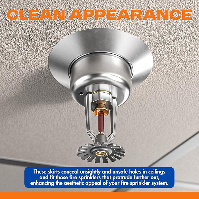 Fire Sprinkler Escutcheon Skirt, Short TAPER Escutcheon Pendant Skirt Chrome Plated, Works with Standard 401 Style Cup, Short Cup, and Retrofit 2 Piece Cup, Fire Sprinkler Skirt - 4 PK