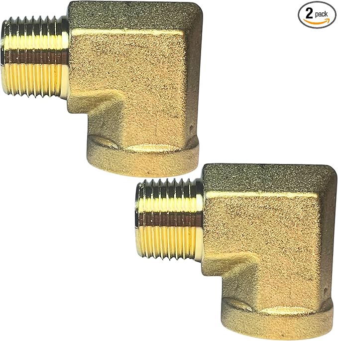 2pcs 90 Degree Brass Barstock Street Elbow 3/8" NPT Male to 3/8" NPT Female Forged Fitting by CX WONDERLAND