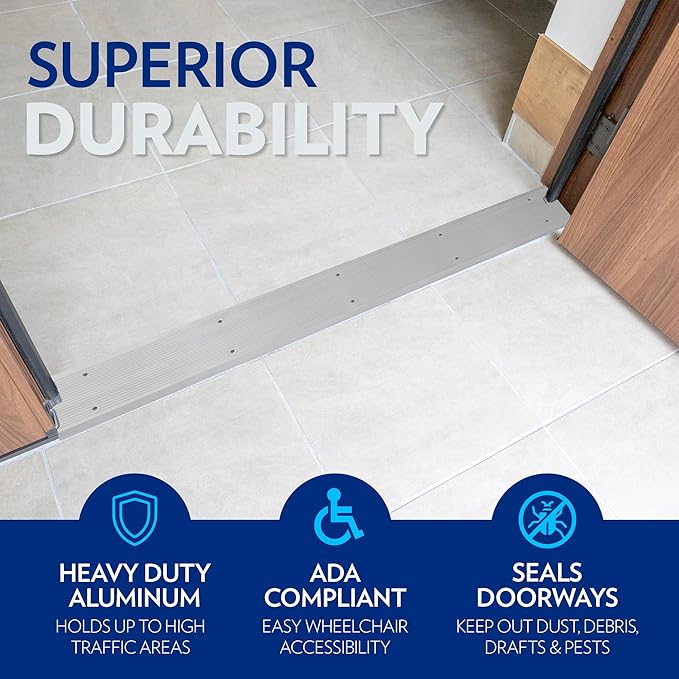 Premium Aluminum Threshold - Exterior Door Threshold Transition Strip - ADA Wheelchair Compliance, 36 Inch Long 4 inch Wide.