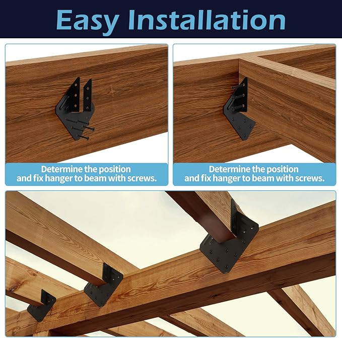 24 Pcs Hurricane Tie,14-Gauge(2MM) Heavy Duty Joist Hangers,Black Powder Coating Roof Brackets Fit 2X Truss to Rafter Connector for Roofing Trusses Wood Timber Connectors with Screws