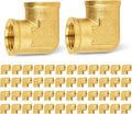 50-PCs HeSun Brass Pipe Fitting, 1/2" x 1/2" NPT Female 90-Degree Barstock Street Elbow