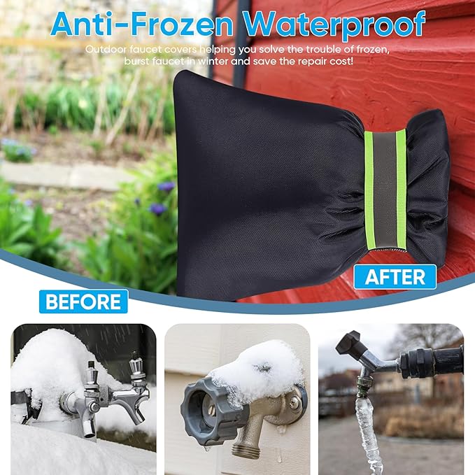 Outdoor Faucet Covers for Winter,20 Pack Pro 8.3" H x 6.7" W Outdoor Hose Bib Covers for Winter Freeze Protection Outside Spigot Cover insulated Reusable Waterproof backflow Cover,Black