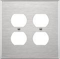 ENERLITES Double Duplex Receptacle Metal Wall Plate, Stainless Steel Outlet Cover, Corrosion Resistant, 430 Stainless Steel, Mid-Size 2-Gang 4.88" x 4.92", UL Listed, 7722M, Silver
