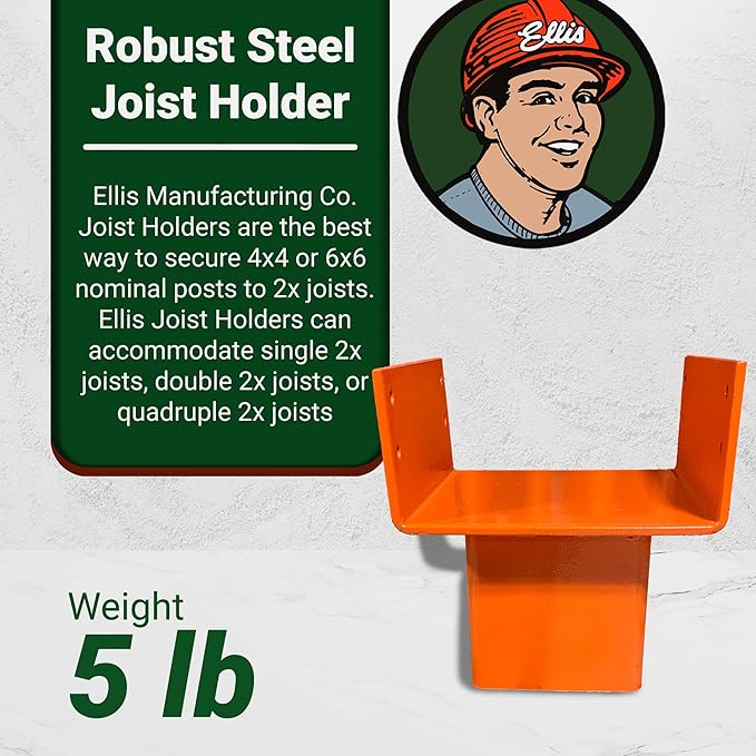 Ellis Manufacturing Joist Holder, 4x4 Secure Posts to Joists in Crawl Space - Extra Lateral Support, Quadruple 2x6