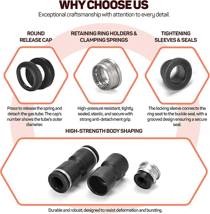 Utah Pneumatic 3/8 Push To Connect Fittings Tee Air Line Fittings Quick Connect Air Hose Pneumatic Fittings(3/8 Inch Tee 10 Pack)