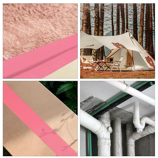 ROSEUP 2 Pack Duct Tape Heavy Duty,7.5 Mil Thickness,2 Inches x 30 Yards,Flexible,No Residue,Waterproof and Tear by Hand,Multi-Use for Indoor & Outdoor, Pink