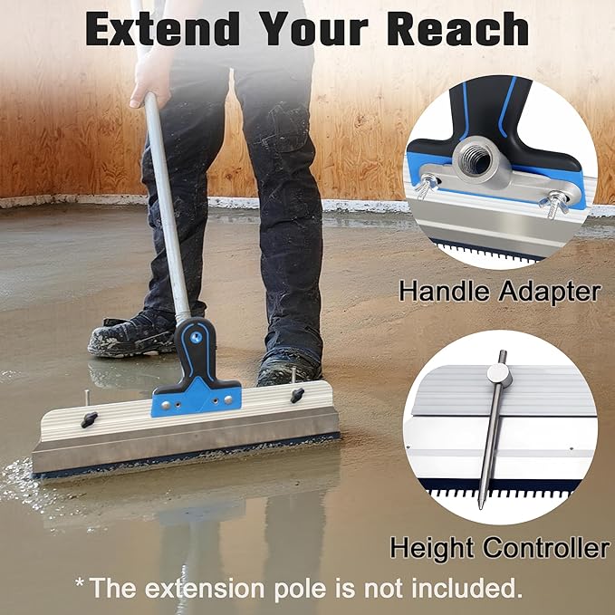 Self-Leveling Cement & Epoxy Floor Tool Kit – Rake, 9” Spike Rollers, 4” Paint Roller, Spiked Shoes, Extension Pole, Gloves & Accessories