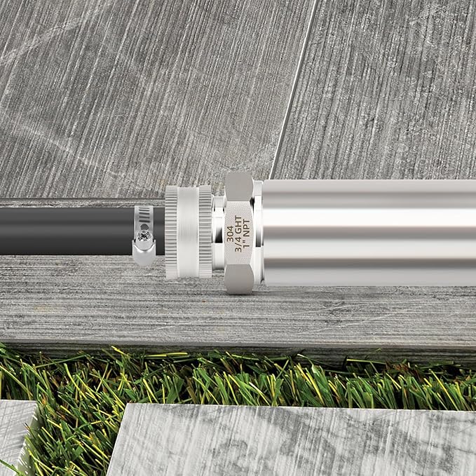 TAISHER 1PCS 304 Stainless Steel Garden Hose Adapter, 3/4" GHT Male x 1" NPT Male Garden Hose Connector with Washers