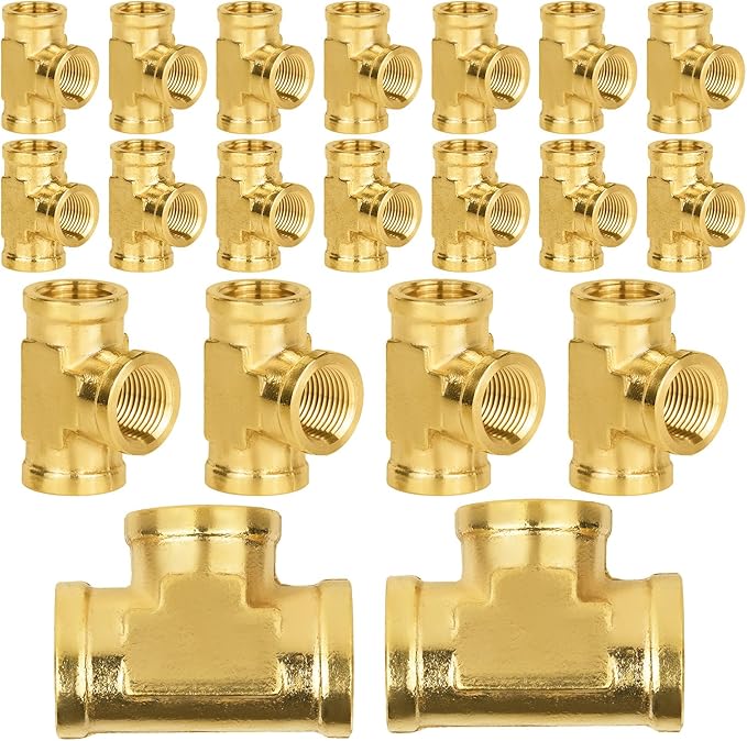 20-PCs HeSun Brass Pipe Fitting, 3/8" x 3/8" x 3/8" NPT Female Thread Tee