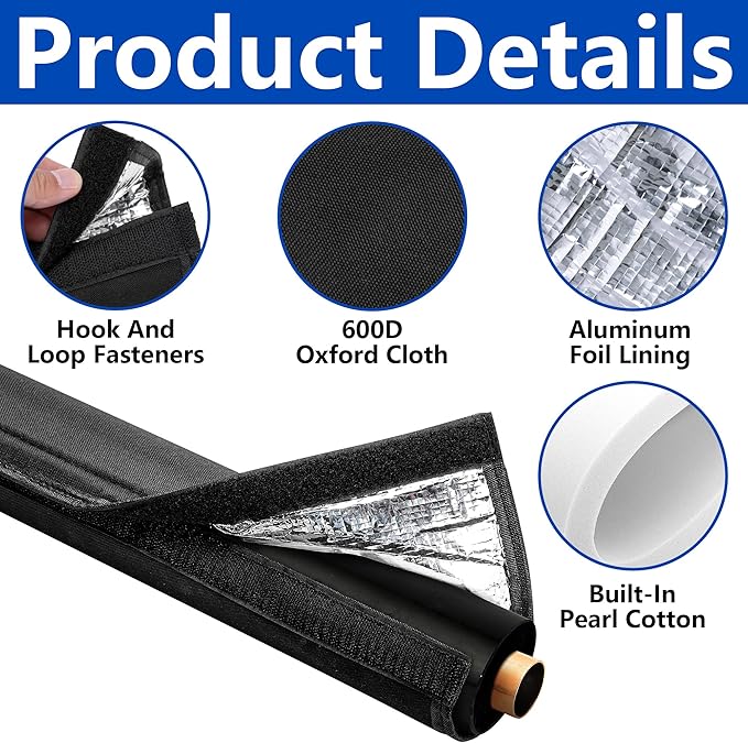 3 Layers HVAC Copper Pipe Insulation Cover,72x10.2 Inch 600D Oxford AC Pipe Insulation Covers for Outside,Flexible Copper Line Insulation Sleeve for Central Air Conditioning Mini Splits