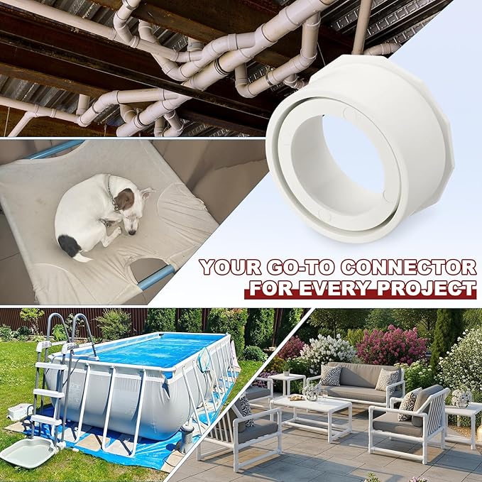 6Pcs 4" x 3" PVC Reducer Bushing Fitting, SCH40 (Spigot x Socket) Furniture Grade PVC Pipe Fitting, Reducer Bush Adapter for Home Sewer Plumbing, Industrial, Pipe Connection, White
