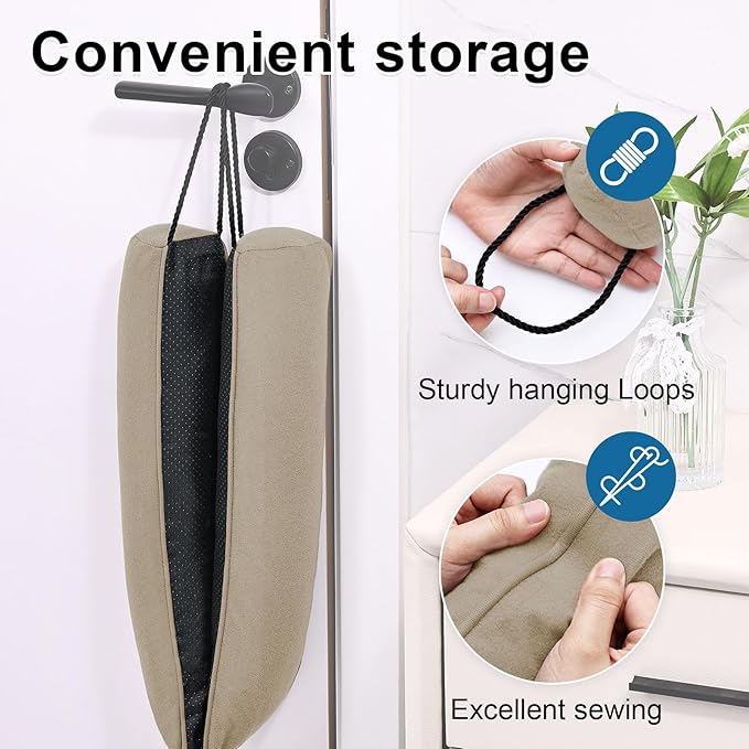hyha 32 Inch Door Draft Stopper, Blocks Hot Cold Air with Removable Washable Cover, Gaps Up to 3 Inch, All-Season Noise and Wind Seal, Under Draft Stopper for Bottom of Door Window, Taupe