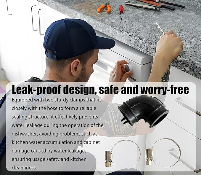 2Pcs WD24x33918 Dishwasher Circulation Pump Elbow Hose And Clamp Kit For GE Dishwasher drain hose WD19X25460 WD19X25700 dishwasher elbow hose kit,dishwasher pump to sump elbow hose