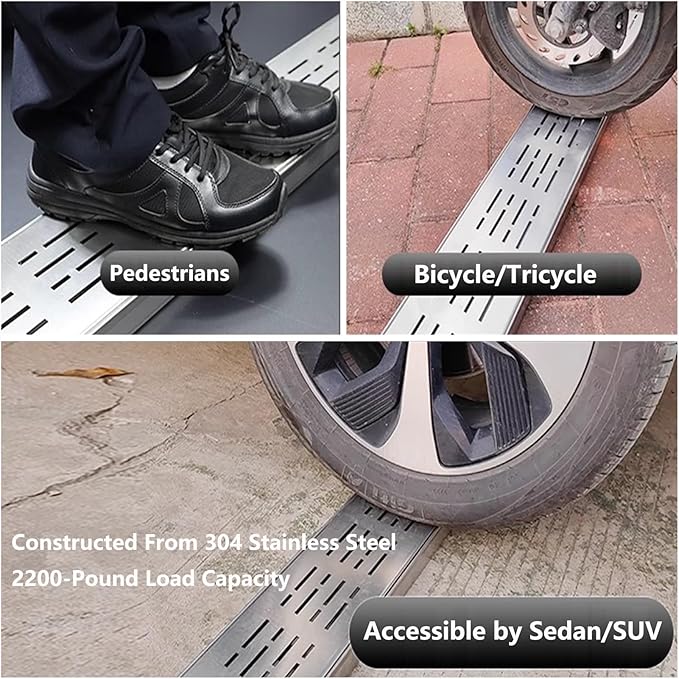 Narrow Channel Drain Grate, 304 Stainless Steel Trench Drain System with Grate, Outdoor Shallow Channel Drainage Kit for Yard, Patio, Driveway Garage (39.4" Lx1.97 Wx1.2 H)