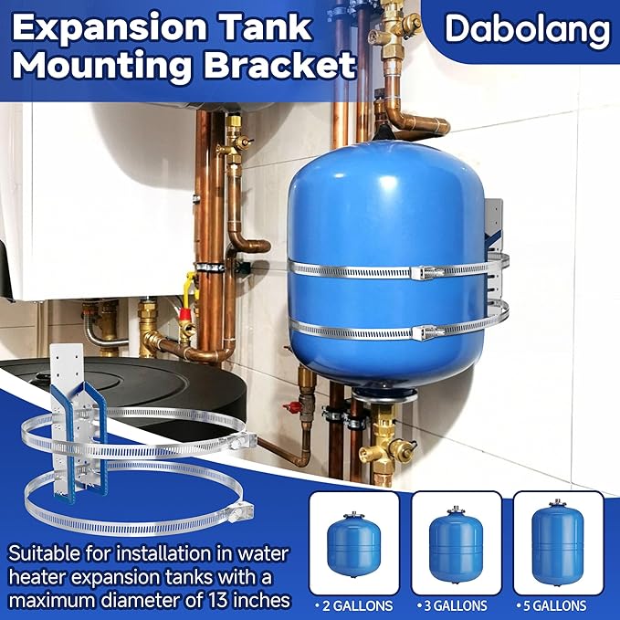 Expansion Tank Mounting Bracket with Cushion Pad, Universal Water Heater Straps, Supports 5 Gallon or up to 13-inch Diameter Hot Water Tanks,Boiler Expansion Tank, Propane Tank-1 Set
