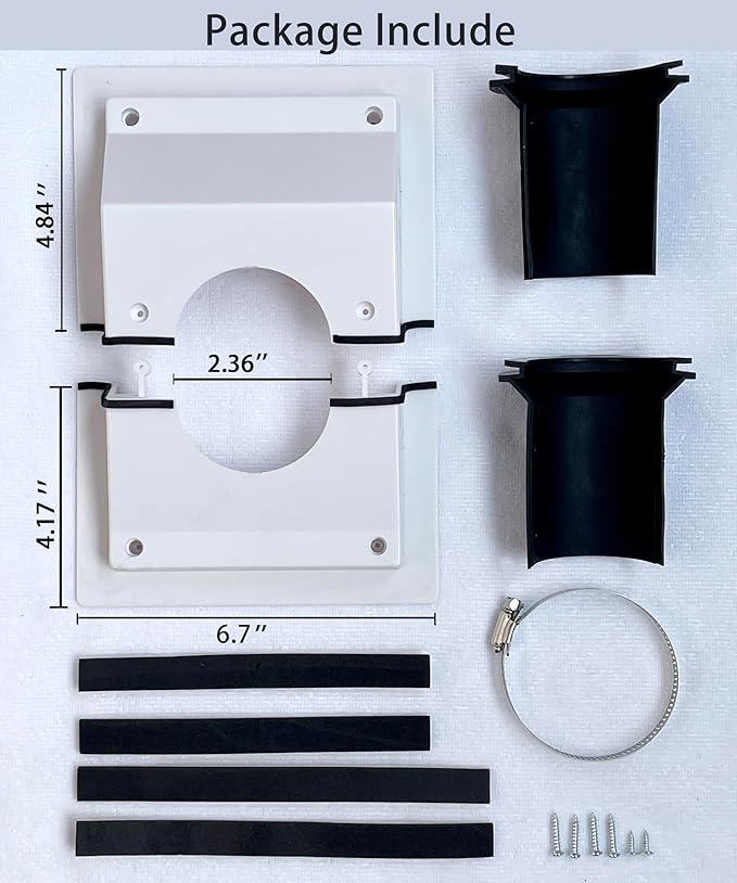 HVAC Wall Penetration & Line-Set Cover Kit, Split AC Line-Set Wall Cover Kit with A Soft Gasket, HVAC Walls Penetration Cover for Indoor & Outdoor Air Conditioner (White, Large) Aperture 2.36 inches