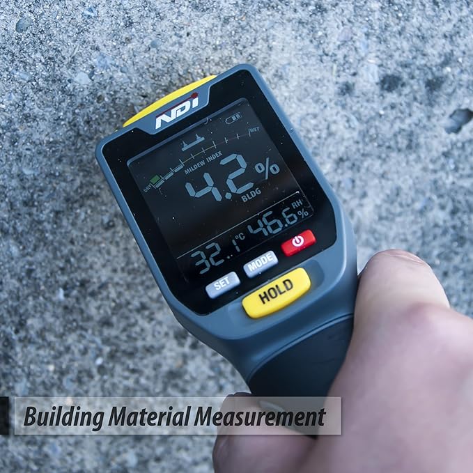 NDI 7 in 1 Pin-Type and Non-invasive Moisture Meter Scanner for Dry Wall/Cement Board/Soft Wood/Hard Wood upto 3/4 Inch Depth