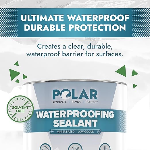 Polar Waterproofing Sealant - 17 Fl Oz - Clear Invisible Finish - Outdoor Waterproof Coating for Interior & Exterior Wood, Brick, Stone Surfaces, Concrete Tile & Grout - One Coat Waterproof Protection