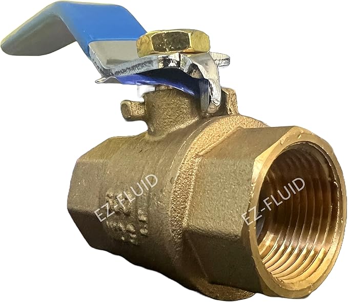 EZ-FLUID 1-1/4" NPT Female Threaded IPS Ball Valve Full Port Water Stop Shut Off,Heavy Duty LF Brass,Quarter Turn,Blue Handle