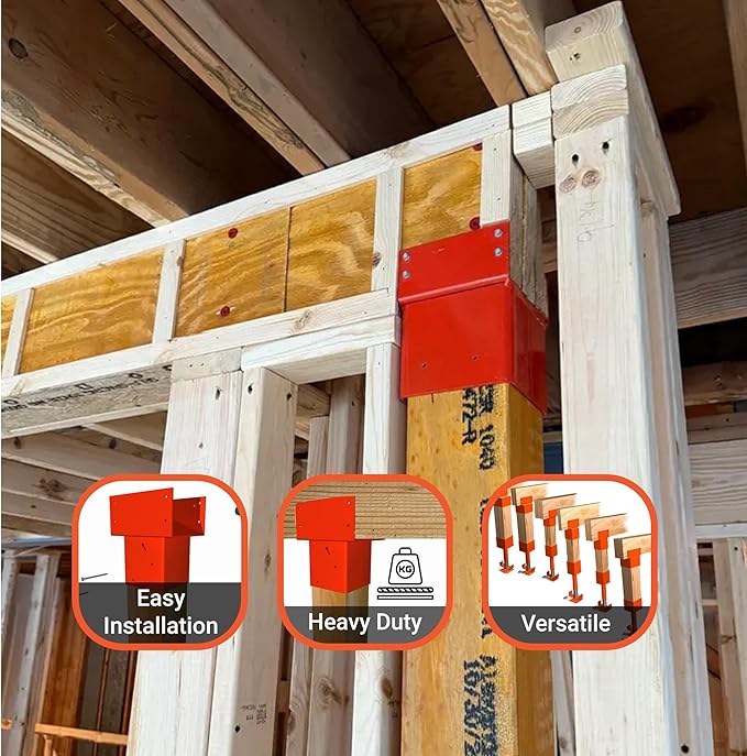Ellis Manufacturing Joist Holder, 6x6 Secure Posts to Joists in Crawl Space - Extra Lateral Support, Quadruple 2x6