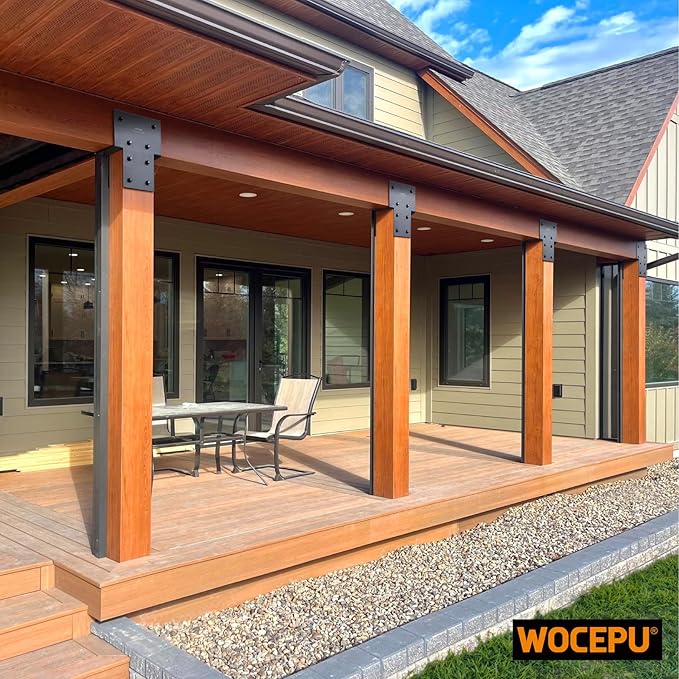 3 Pack Heavy Duty 8x8 (Actual 7.5"x7.5") Stainless Steel Post Caps Tie Bracket , Fit Connecting Wood Gazebo, Deck Patio Post and Wood Beams Bracket ( Dark Ggray)