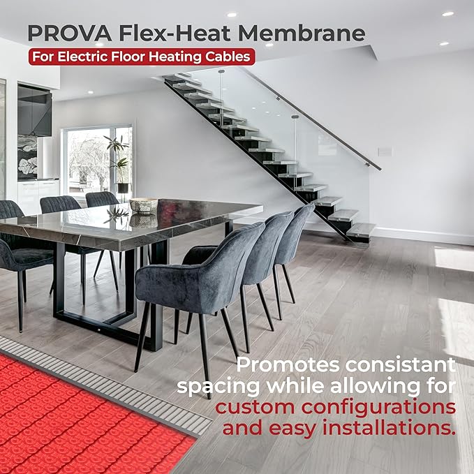 LuxHeat Prova Flex-Heat Uncoupling Membrane 115 sqft, Made for Under Tile Floor Heater, Tile, Laminate, Vinyl Flooring Underlayment for Bathroom Floor Heater Systems, Moisture Barrier for Flooring