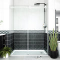 Frameless Sliding Shower Door Enclosure - 56 to 60 Inch Adjustable Width x 76 Inch Height, 6mm Coated Tempered Safety Glass with Easy Clean, Square Stainless Steel Rail, Brushed Finish