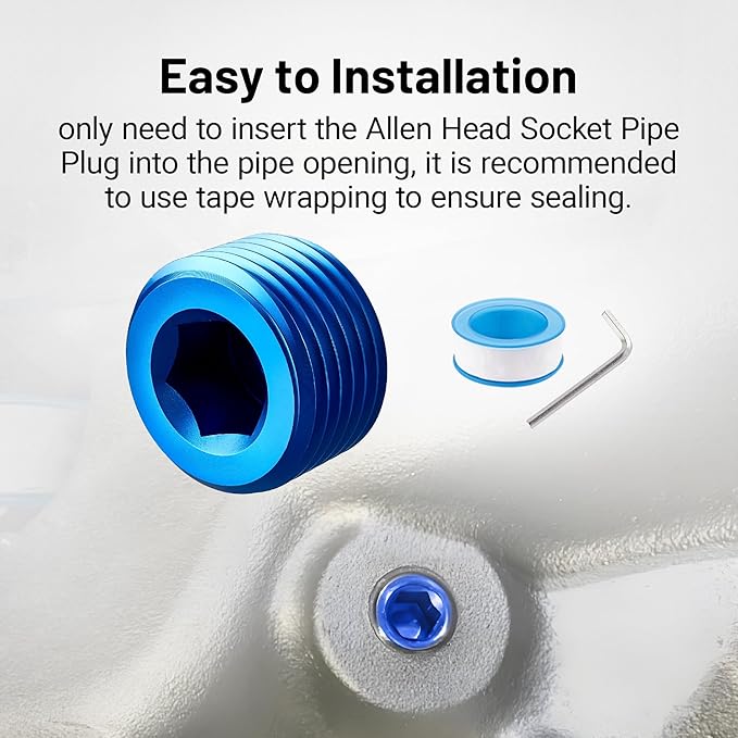 EVIL ENERGY 3/8" NPT Plugs Aluminum Socket Allen Head Blue, Pack of 2