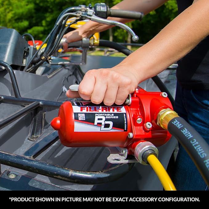 Fill-Rite RD1212NH 12V 12 GPM Portable Fuel Transfer Pump w/Discharge Hose, Manual Nozzle, Power Cable, & Suction Hose