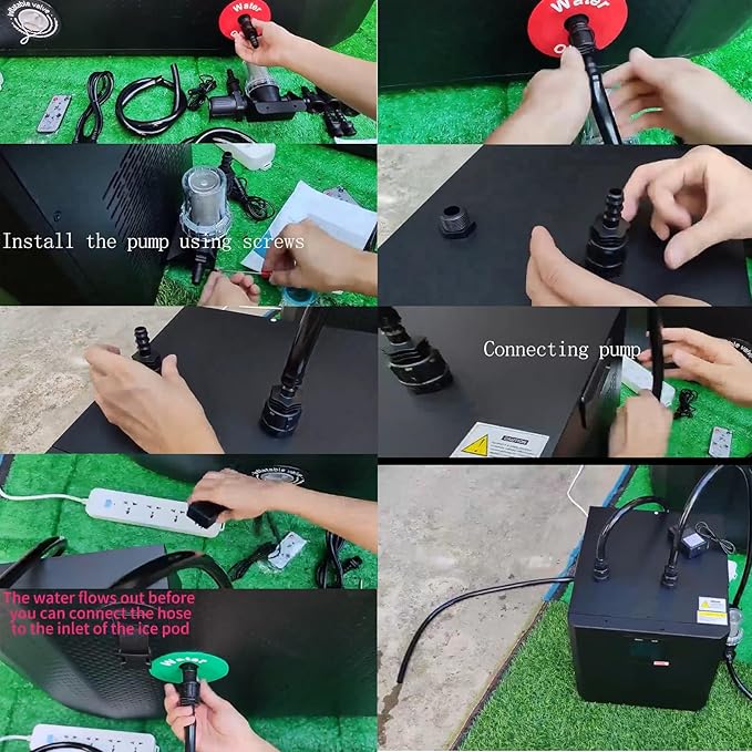 Water Chiller Accessories for Cold Plunge, universal ice bath accessory Ice Bath Accessories including Water pump, Filter assembly, Hoses, Clamps, tape,connect chiller units to ice bathtub