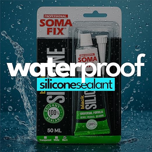 Silicone Caulk - Squeeze Tube Silicone Sealant for Wood, Kitchen, Bathroom, Sink, and Windows - Multi-Purpose & Waterproof (Black)